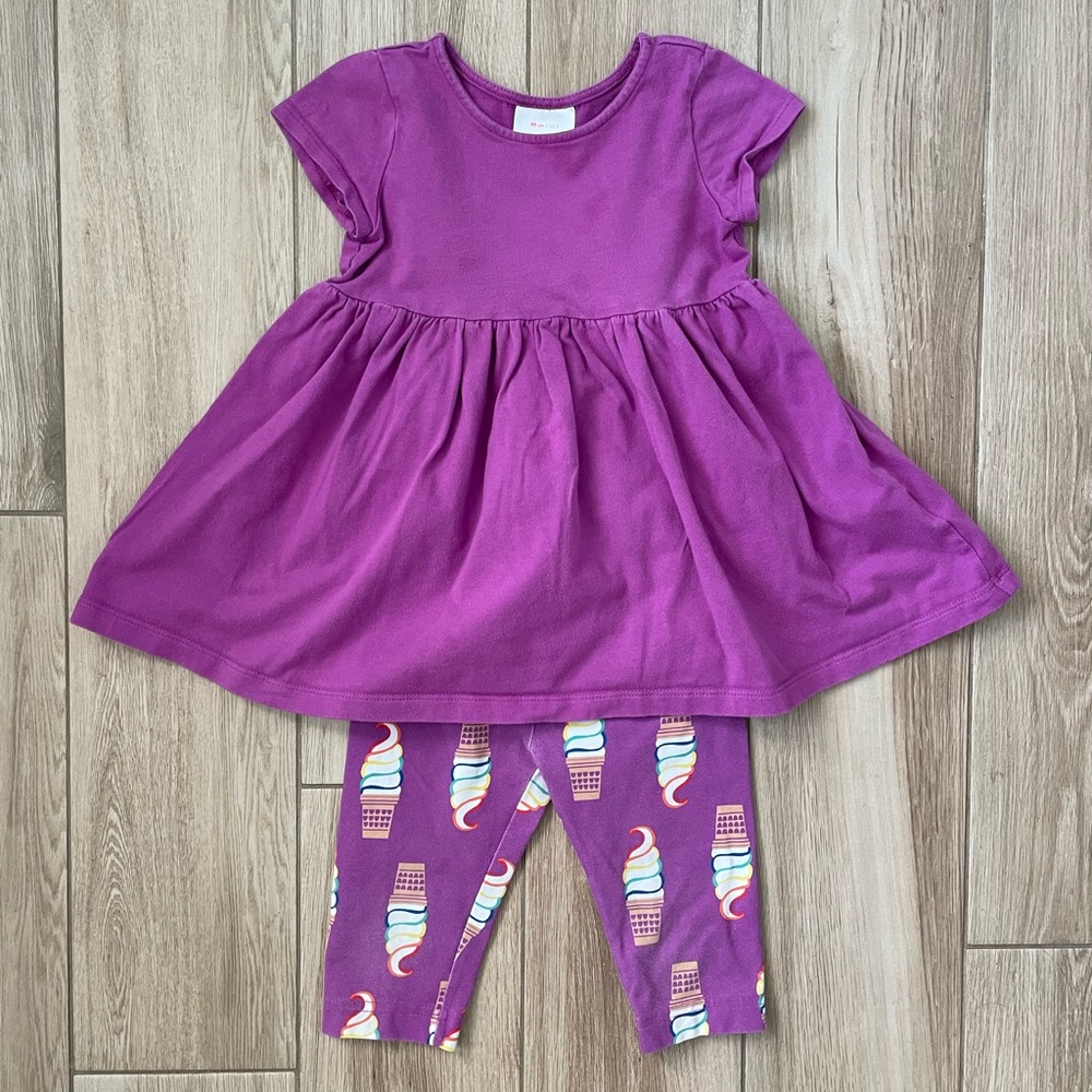 Hanna Andersson Girl Dress and Ice Cream Capri Set